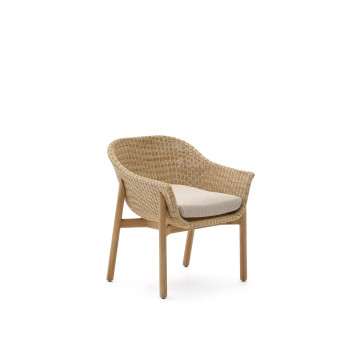 Galea-Stuhl aus massivem Teakholz und FSC-zertifiziertem 100% synthetischem Rattan