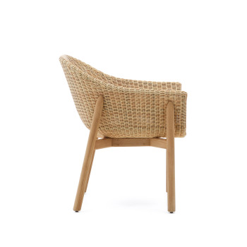 Galea-Stuhl aus massivem Teakholz und FSC-zertifiziertem 100% synthetischem Rattan