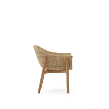 Galea-Stuhl aus massivem Teakholz und FSC-zertifiziertem 100% synthetischem Rattan