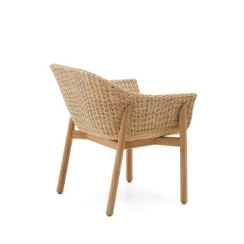 Galea-Stuhl aus massivem Teakholz und FSC-zertifiziertem 100% synthetischem Rattan