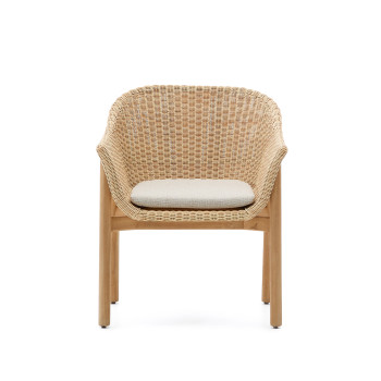 Galea-Stuhl aus massivem Teakholz und FSC-zertifiziertem 100% synthetischem Rattan