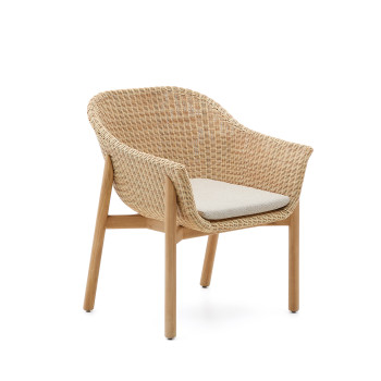 Galea-Stuhl aus massivem Teakholz und FSC-zertifiziertem 100% synthetischem Rattan