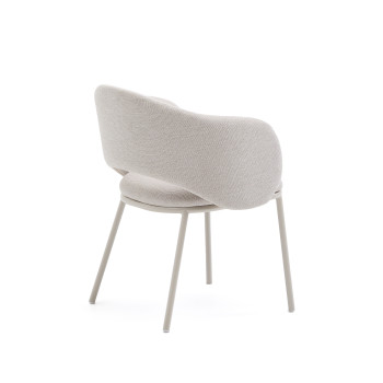Maina-Stuhl in Beige mit Stahlbeinen und beiger Lackierung, FSC-Mix-zertifiziert