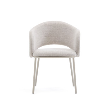 Maina-Stuhl in Beige mit Stahlbeinen und beiger Lackierung, FSC-Mix-zertifiziert