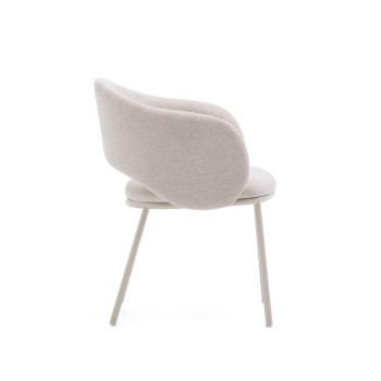 Maina-Stuhl in Beige mit Stahlbeinen und beiger Lackierung, FSC-Mix-zertifiziert