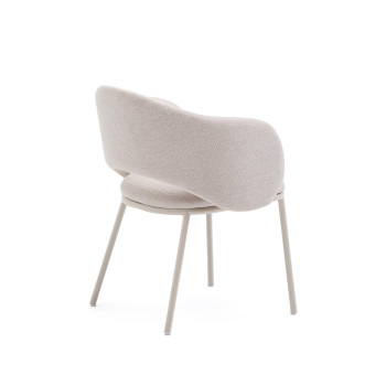 Maina-Stuhl in Beige mit Stahlbeinen und beiger Lackierung, FSC-Mix-zertifiziert
