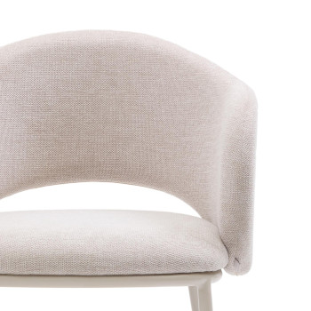 Maina-Stuhl in Beige mit Stahlbeinen und beiger Lackierung, FSC-Mix-zertifiziert