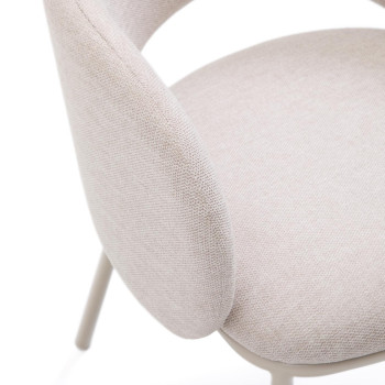 Maina-Stuhl in Beige mit Stahlbeinen und beiger Lackierung, FSC-Mix-zertifiziert