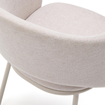 Maina-Stuhl in Beige mit Stahlbeinen und beiger Lackierung, FSC-Mix-zertifiziert