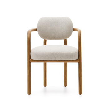 Melqui beige Stuhl aus massivem Eichenholz mit natürlicher Oberfläche