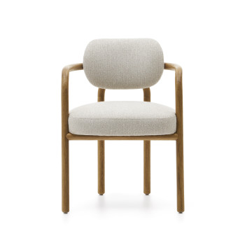 Melqui beige Stuhl aus massivem Eichenholz mit natürlicher Oberfläche