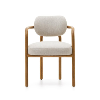 Melqui beige Stuhl aus massivem Eichenholz mit natürlicher Oberfläche
