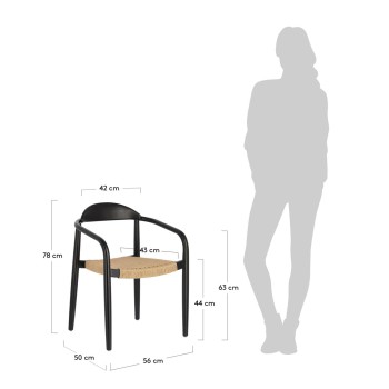 Nina-Stuhl aus massivem Akazienholz mit schwarzer Lackierung