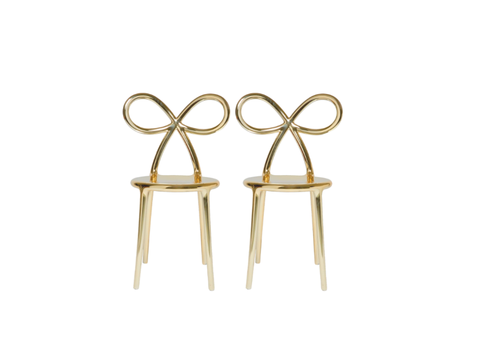 QEEBOO Ribbon Chair mit Metallfinish, 2er-Set