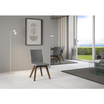 Stühle – Trudy-Stuhl mit weißen Beinen und grauem Kissen 11