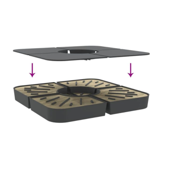 4-teiliges Sonnenschirmständer-Set mit 100 kg PP-Kreuzstütze