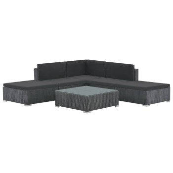 6-teiliges Gartensofa-Set mit Polyrattan-Kissen