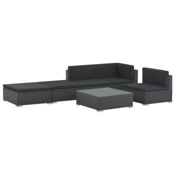 6-teiliges Gartensofa-Set mit Polyrattan-Kissen