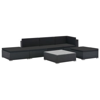 6-teiliges Gartensofa-Set mit Polyrattan-Kissen