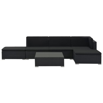 6-teiliges Gartensofa-Set mit Polyrattan-Kissen