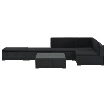 6-teiliges Gartensofa-Set mit Polyrattan-Kissen