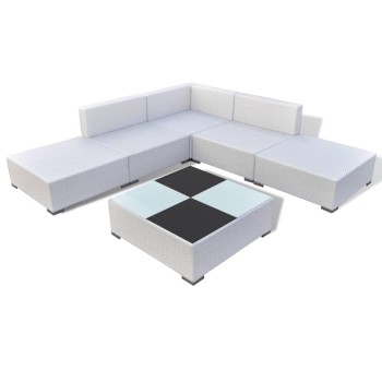 6-teiliges Gartensofa-Set mit Polyrattan-Kissen