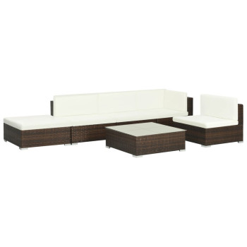6-teiliges Gartensofa-Set mit Polyrattan-Kissen