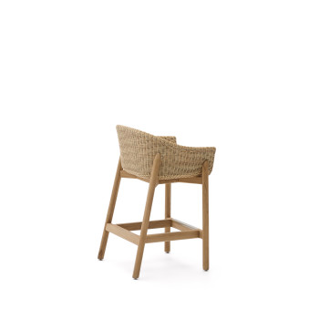 Galea Hocker aus massivem Teakholz und synthetischem Rattan, 65 cm, FSC 100%