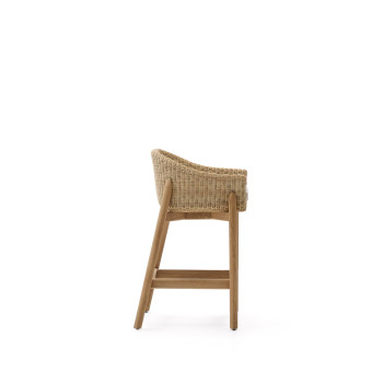 Galea Hocker aus massivem Teakholz und synthetischem Rattan, 65 cm, FSC 100%