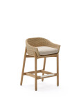 Galea Hocker aus massivem Teakholz und synthetischem Rattan, 75 cm, FSC 100%