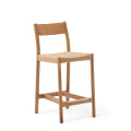 Yalia-Hocker mit Rückenlehne aus massiver Eiche, FSC-zertifiziert (100 % Naturfinish), Sitzfläche aus Seil, 65 cm