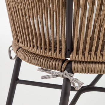 Yanet-Hocker aus beigefarbenem Seil, Höhe 65 cm, beige, Höhe 65 cm