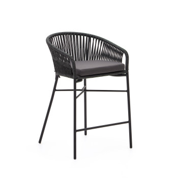 Yanet-Hocker aus schwarzem Seil, Höhe 65 cm