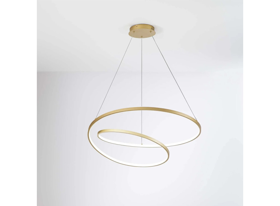 LED-Pendelleuchte in Goldoptik, 60 W, 8000 lm Farbtemperatur, 80 x 11,2 x 150 cm