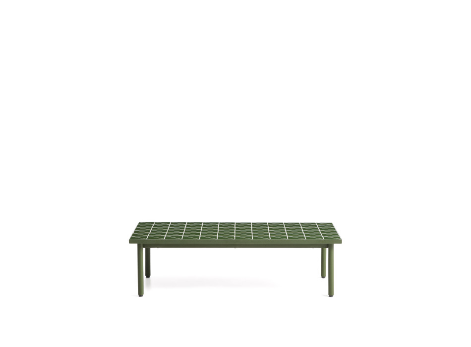 Couchtisch Maurina aus grün verzinktem Stahl mit grünen Fliesen, 122 x 61 cm