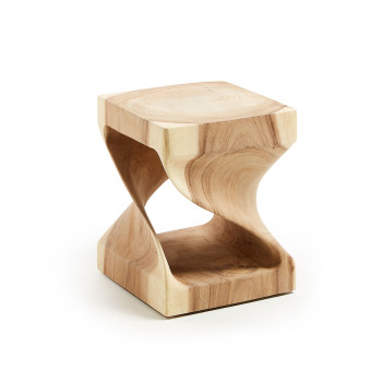 Hakon Couchtisch aus massivem Mungoholz mit geschnitzter Innenseite, 30 x 30 cm