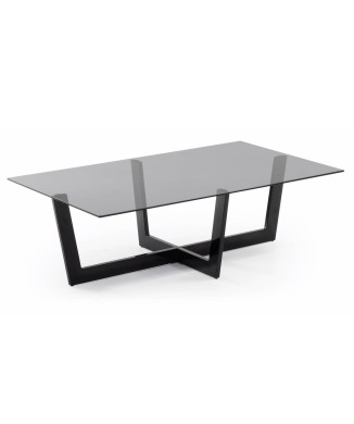 Palm Couchtisch 120 x 70 cm, schwarzes Glas, Rauchgrau