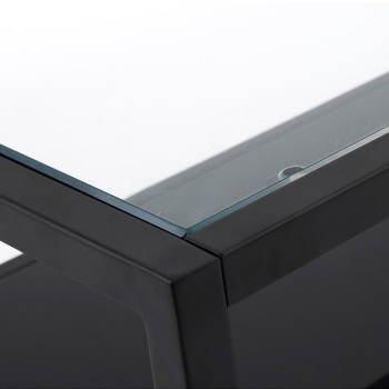 Blackhill Couchtisch, 80 x 80 cm, quadratisch, aus schwarzem, transparentem Glas