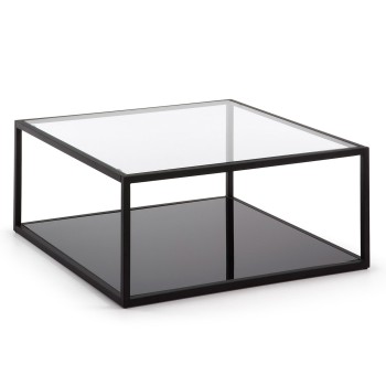 Blackhill Couchtisch, 80 x 80 cm, quadratisch, aus schwarzem, transparentem Glas