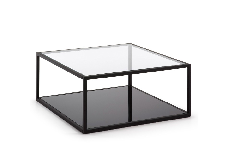 Blackhill Couchtisch, 80 x 80 cm, quadratisch, aus schwarzem, transparentem Glas