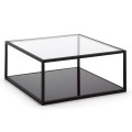 Blackhill Couchtisch, 80 x 80 cm, quadratisch, aus transparentem schwarzem Glas