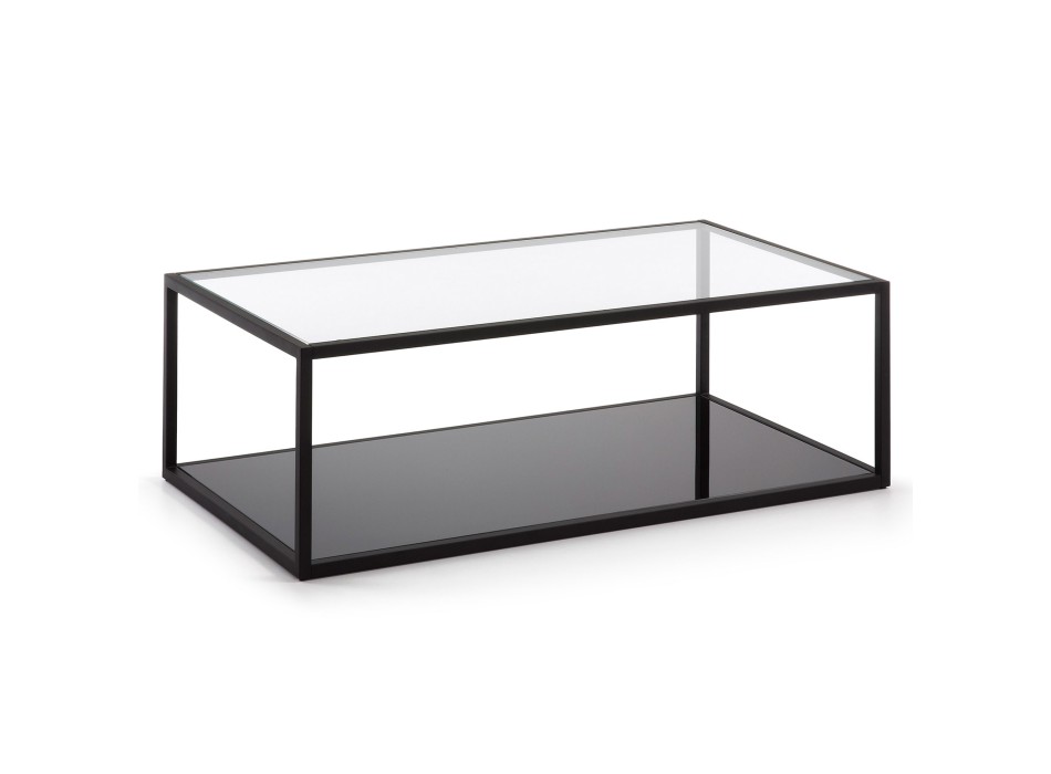 Rechteckiger Couchtisch Blackhill, 110 x 60 cm, schwarzes transparentes Glas