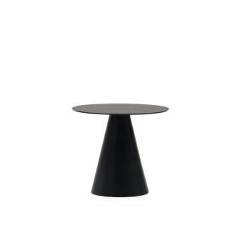 Wilshire Couchtisch aus gehärtetem Glas und Metall mit schwarzer Lackierung, Ø 50 cm