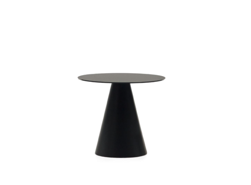 Wilshire Couchtisch aus gehärtetem Glas und Metall mit schwarzer Lackierung, Ø 50 cm