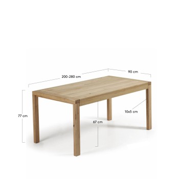 Ausziehbarer Tisch Briva in Eichenfurnier