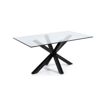 Argo-Tisch aus Glas und Stahlbeinen, ohne transparente Oberfläche
