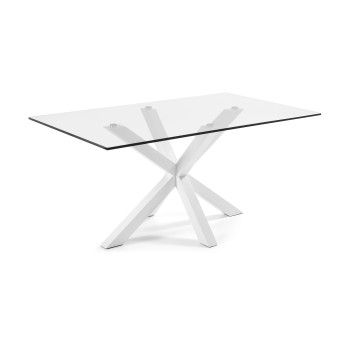 Argo Glastisch mit Stahlbeinen und transparenter Oberfläche, 180 cm