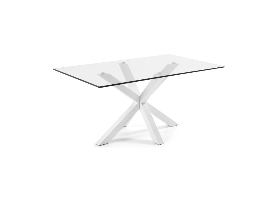 Argo Glastisch mit Stahlbeinen und transparenter Oberfläche, 180 cm