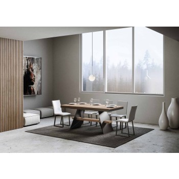 Baita Evolution Tisch – Ausziehtisch 90 x 160/264 cm, Gestell: Weiß-Esche/Anthrazit