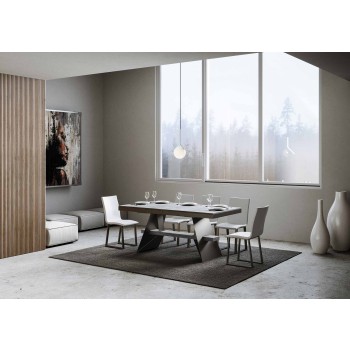 Baita Evolution Tisch – Ausziehtisch 90 x 160/264 cm, Gestell: Weiß-Esche/Anthrazit